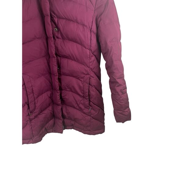 Lands' End Women's Jacket Puffer Coat XS Down Maroon Magenta Removable Hood Midi - Picture 3 of 11